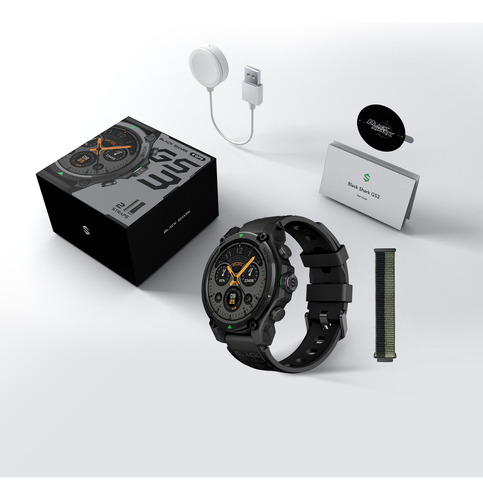 Smartwatch Reloj Inteligente Xiaomi Black Shark Gs3 1.43'' Amoled Compatible con Android y iOS GPS llamada bluetooth(ENC) 50m resistente al agua Negro