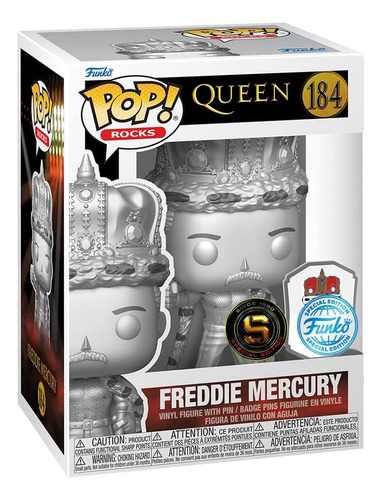 Funko Pop! Rocks: Queen - Freddie Mercury Platinum Con Pin