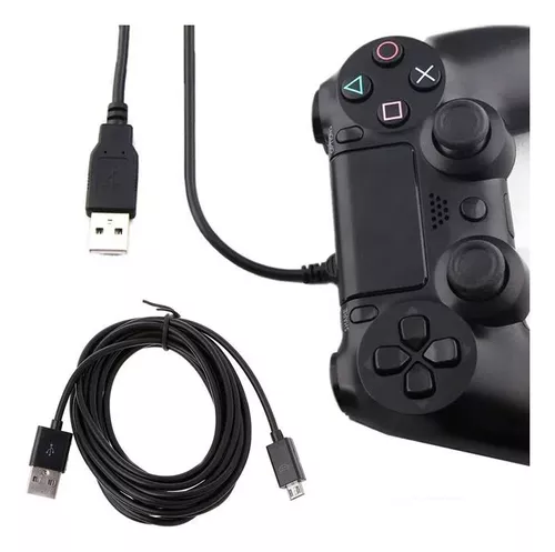 Cable Cargador para Mando PS4 Cable Dualshock 4 Negro 1.8 Metros