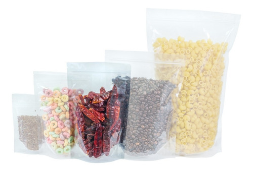 Imagen 2 de 6 de 100 Bolsa Stand Up Pouch Con Cierre Transparente De 250 Grs