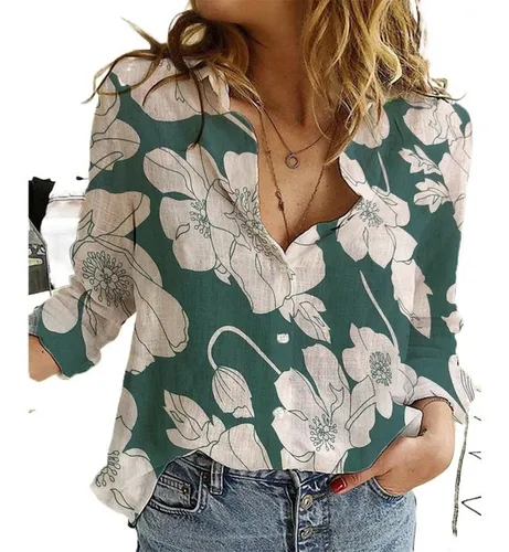 Blusas Femininas Plus Size Camisa Longa De Linho E Algodão