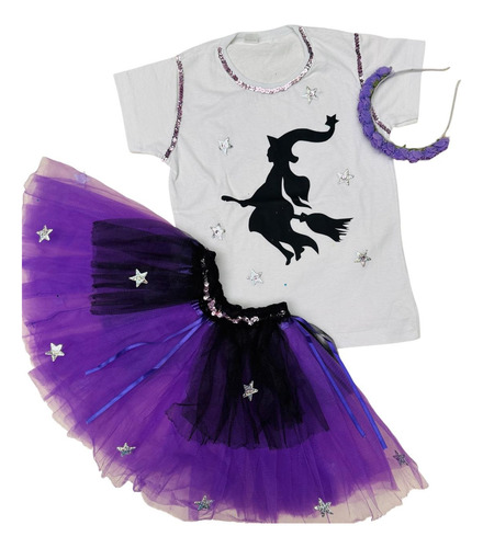 Disfraz Disney Niñas Oferta Únicos Talles Lets Play Desing Violeta Con Negro Brujita 2. A. 4