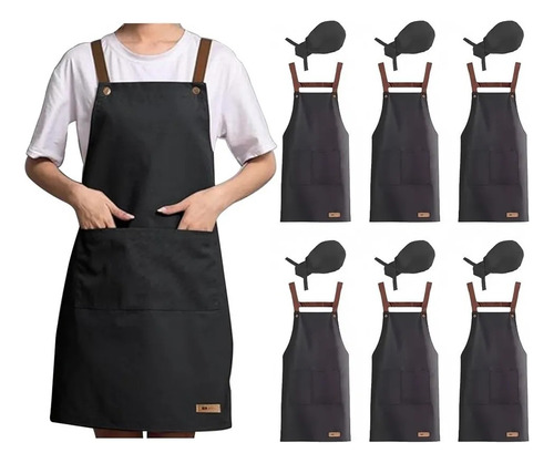 Banna 6 Delantal De Chef Impermeables Y 6 Gorros De Chef
