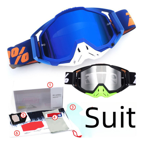 Goggles Moto Marco Amarillo Verde Nariz Roja 68