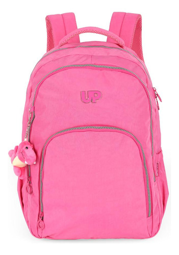 Mochila Classica De Costas Crinkle Dino Up4you Cor Rosa Desenho Do Tecido Liso