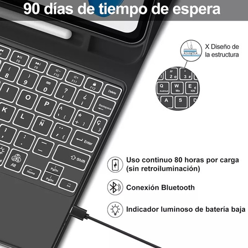Funda Con Teclado Táctil Para Galaxy Tab A9 Plus11\\ Mouse
