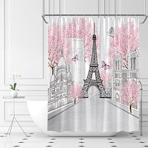 C Cortina De Ducha Hykhyk Con Diseño De La Torre Eiffel De