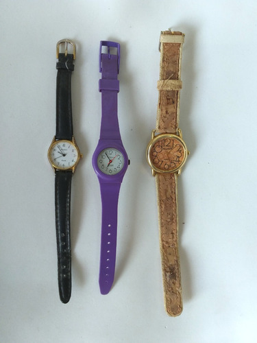 Relógio Feminino Antigo P Restauro Mondaine Technos 3 Pças