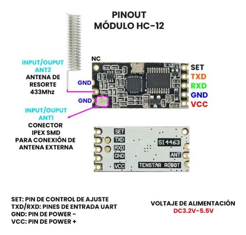 Por 2und Modulo Transceptor Rf Hc Si4438 1000m 433mhz Reempl