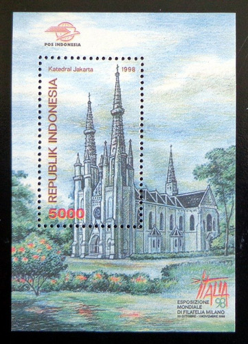 Indonesia, Bloque Sc. 1805a Catedral Jakarta 1998 Mint L8637