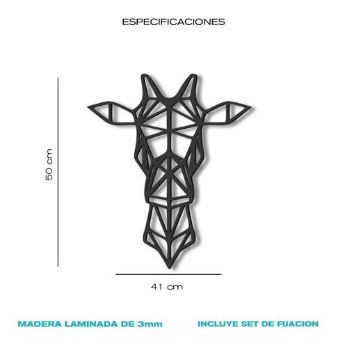 Imagen 7 de 7 de Cuadro Decorativo En Madera Calada Jirafa Mural Xl