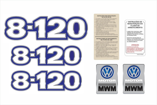Kit Adesivo Volkswagen 8-120 Emblema Mwm Caminhão Cmk17