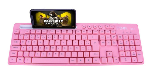 Teclado Rosa Keyboard Br Com Ç Plug And Play Para Desktop Pc