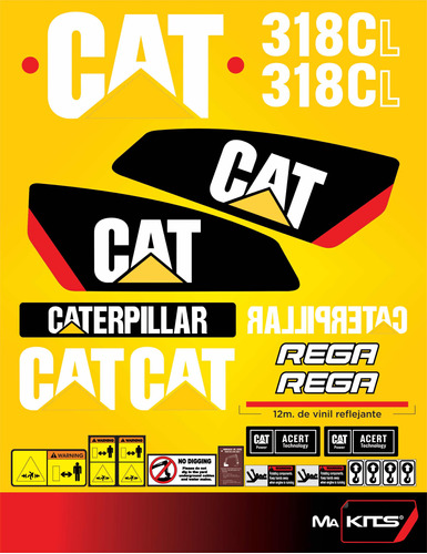 Calcomanías Para Maquinaria 318cl Excavadora Cat
