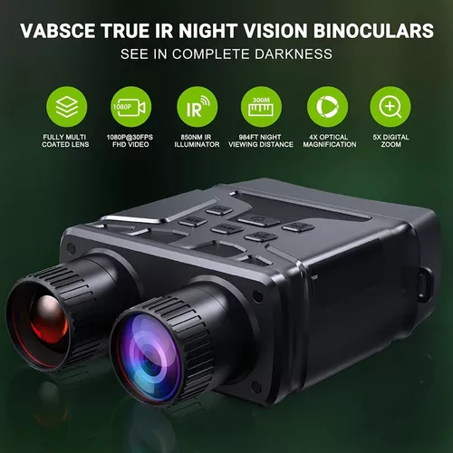 Prismáticos de visión nocturna para cazar en 100% oscuridad, gafas de  infrarrojos digitales para ver 984 pies/984.3 ft en oscuridad con pantalla  LCD