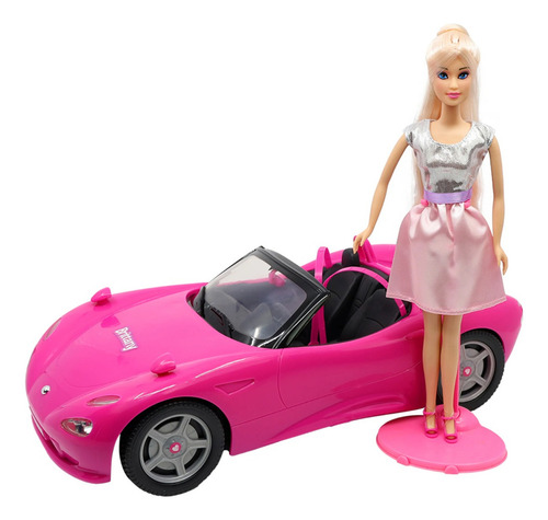 Auto Convertible Barbie Marca Brittany Con Muñeca Color Rosa Chicle