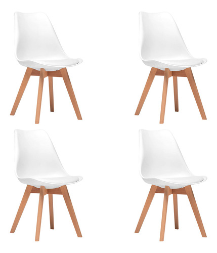 Pack 4 Sillas Eames Tulip Empoli Asiento Acolchonado Blanca