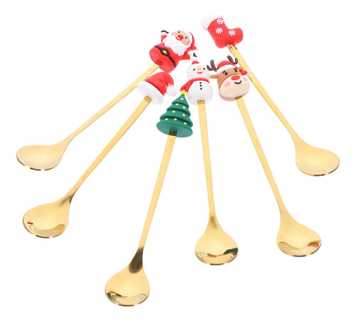 Juego De Cucharas De Café Navideñas Con Forma De Árbol Peque