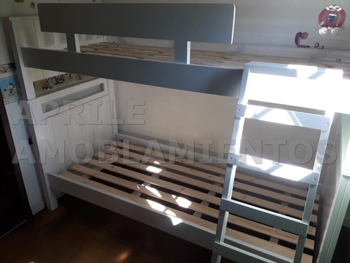 Imagen 5 de 7 de Cama Cucheta Desmontable Puente Laqueada Baranda Y Escalera