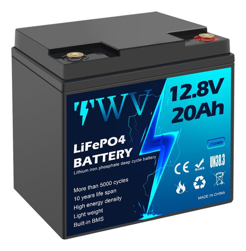 Batería Recargable De Ciclo Profundo Twv 12v 20ah Lifepo4 Pe