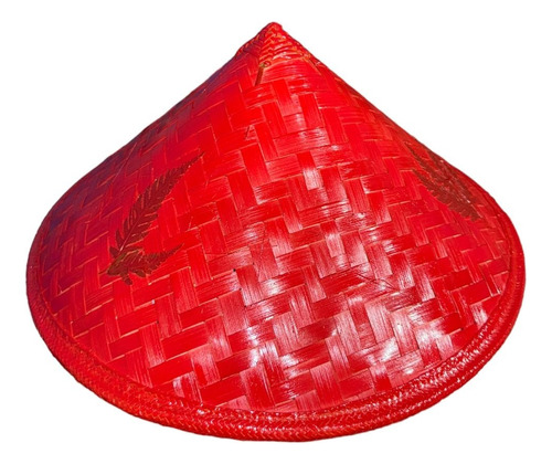 Sombrero De Bambú Oriental Asia Color Rojo Sombrero Japon