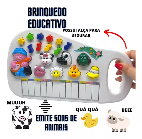 Teclado Piano Animal Infantil Sons De Bichos Fazendinha Seu Lobato