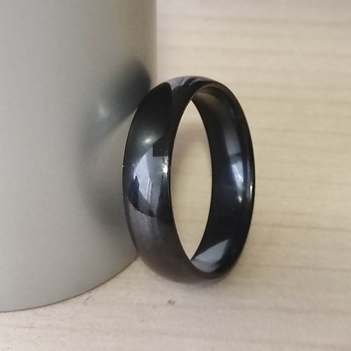 Anillo Negro Liso Acero Inoxidable Argolla Unisex 6mm