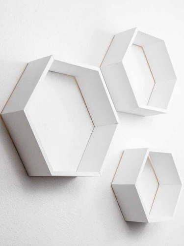 Juego De Repisas Hexagonales Minimalistas