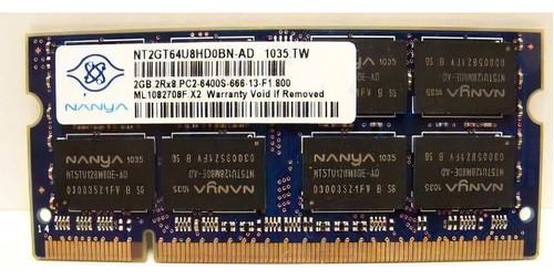 Memoria RAM  2GB 1 Nanya NT2GT64U8HD0BN-AD