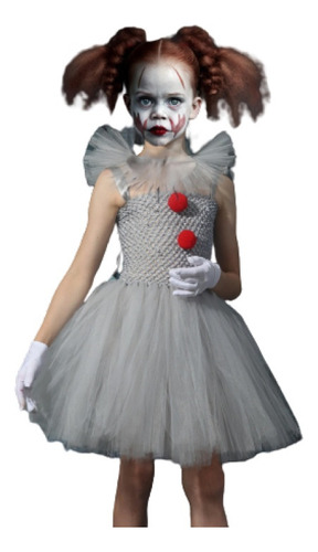 Conjunto Vestido Princesa Malla Cosplay Payaso De Halloween