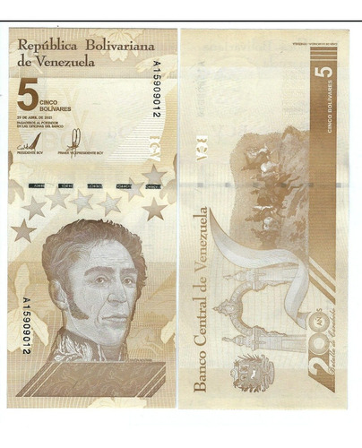 Venezuela - Billete 5 Bolívares 2021 - Unc.