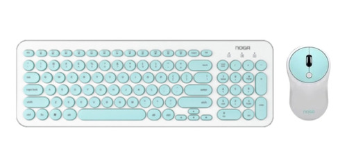 Imagen 1 de 2 de Kit de teclado y mouse inalámbrico Noga S5600 Español Latinoamérica de color blanco y verde