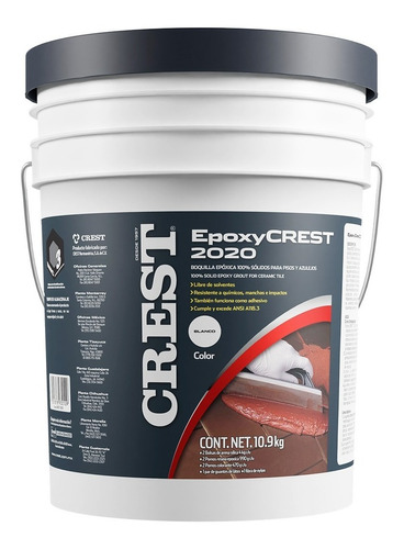 Emboquillador Epóxico Epoxycrest 2020 Blanco Cubeta 10 Kg