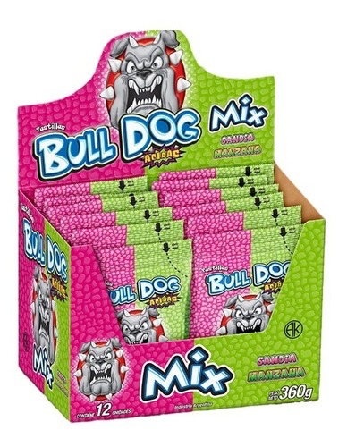 Pastillas Acidas Bulldog Mix Caja X12 Unid. Sandia Manzana