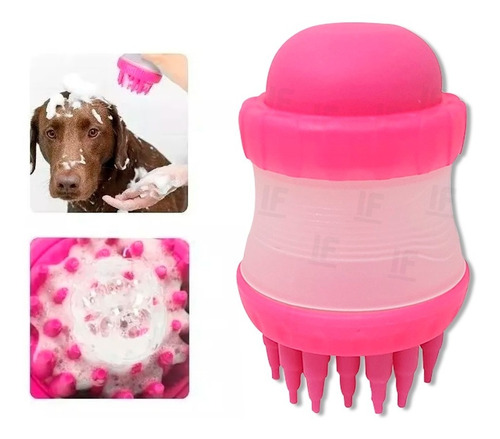 Escova Pente Silicone C/ Dispenser Shampoo Banho Tosa Pet