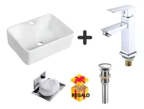 Comprar Combo De Lavatorio Griferia Cuadrado + Jabonera+ Desague Cro