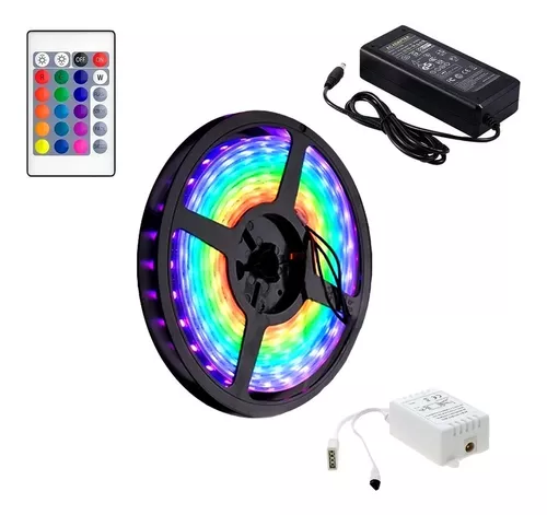 Tira Led Rgb Exterior 5mts + Fuente Y Control Remoto Ip65