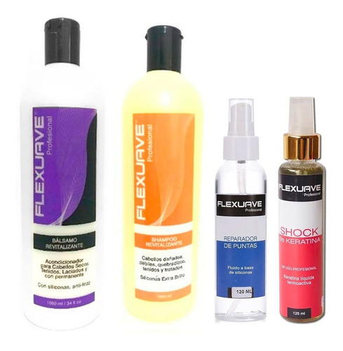 Shampoo Flexuave, Balsamo Revita,  Keratina Y Reparador Ptas