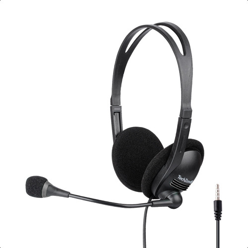 Diadema Techzone Videoconferencia 3.5m 60% Material Reciclad Color Negro