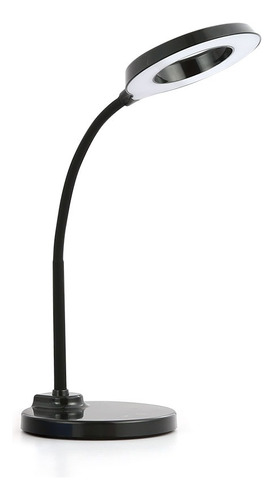 Lámpara De Mesa Led - Regulador De Intensidad - Cargador Usb Estructura Negro Pantalla Blanco