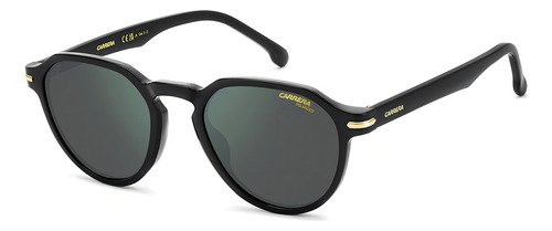 Anteojos De Sol Polarizados Carrera Carrera 314/s 20637080750q3 Chico, Diseño Mirror Con Marco Color Negro, Lente Verde De Poliamida Espejada, Varilla Negra