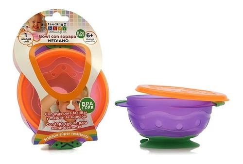 Imagen 1 de 4 de Bowl Plato Con Sopapa Mediano Con Tapa Bebes Baby Innovation