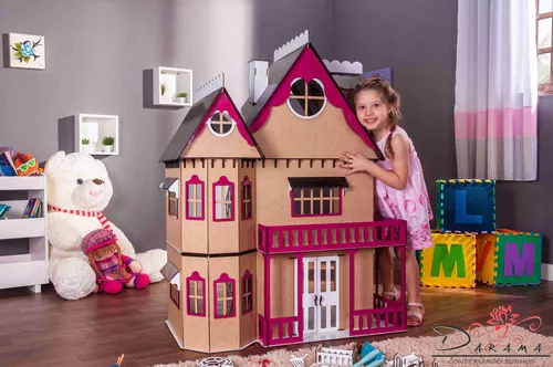 Kit Casa Barbie Com Moveis Completo Pintada 1,2 M Altura P-p