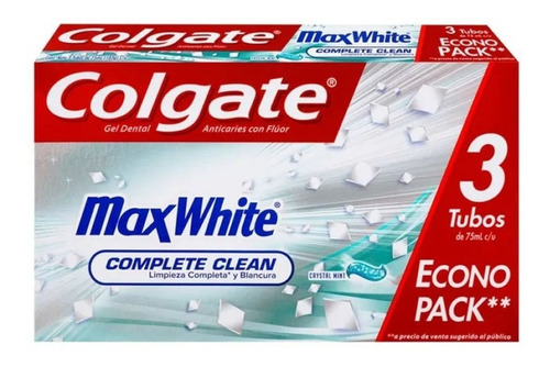 Crema Dental Colgate Max White Crystal Mint X 3 Und X 75 Ml