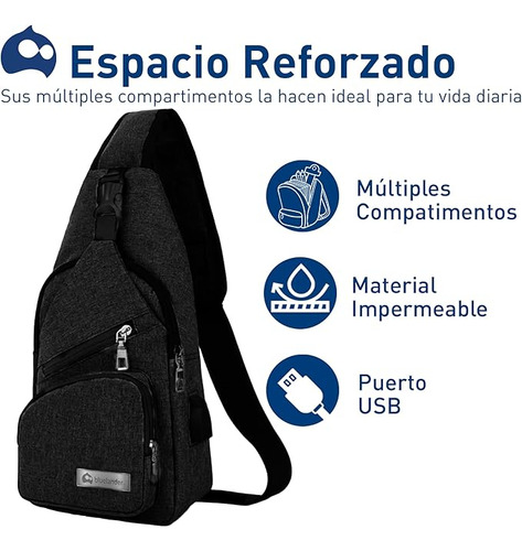 Bluelander Mochila Cruzada Antirrobo Con Puerto De Carga Usb