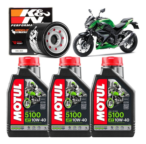 Troca Oleo Motul 5100 10w40 Filtro Oleo Kawasaki Z300 Z 300