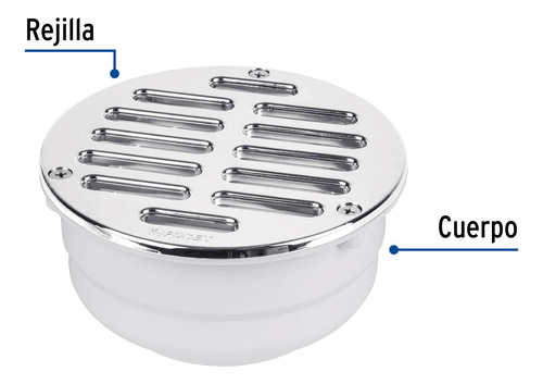 Coladera Abs C/rejilla Cromada 5' C/tornillos, Foset 46023