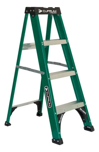 Escalera Fibra De Vidrio Tijera 4 Peldaños 175 Kg Cuprum