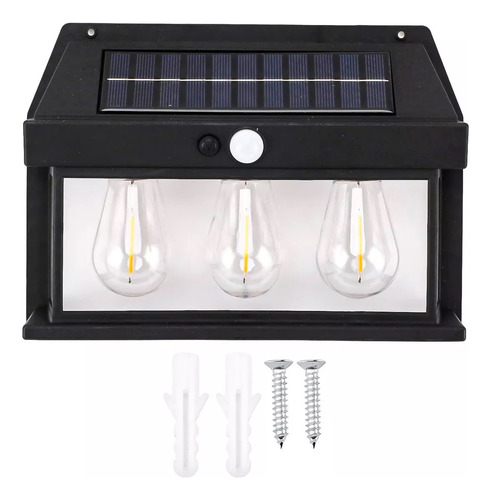Aplique Lampara Solar Impermeable Con Sensor Vintage 3led