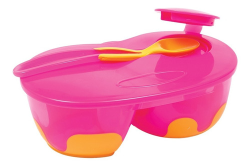 Pote Com Divisória Refeição Bebe Com Colher E Tampa 450 Ml